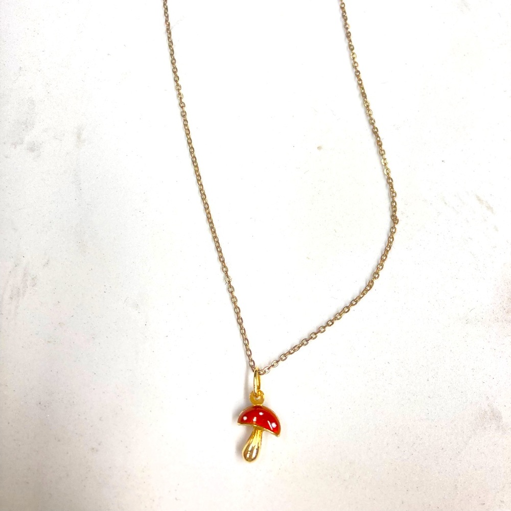 Mushroom charm necklace